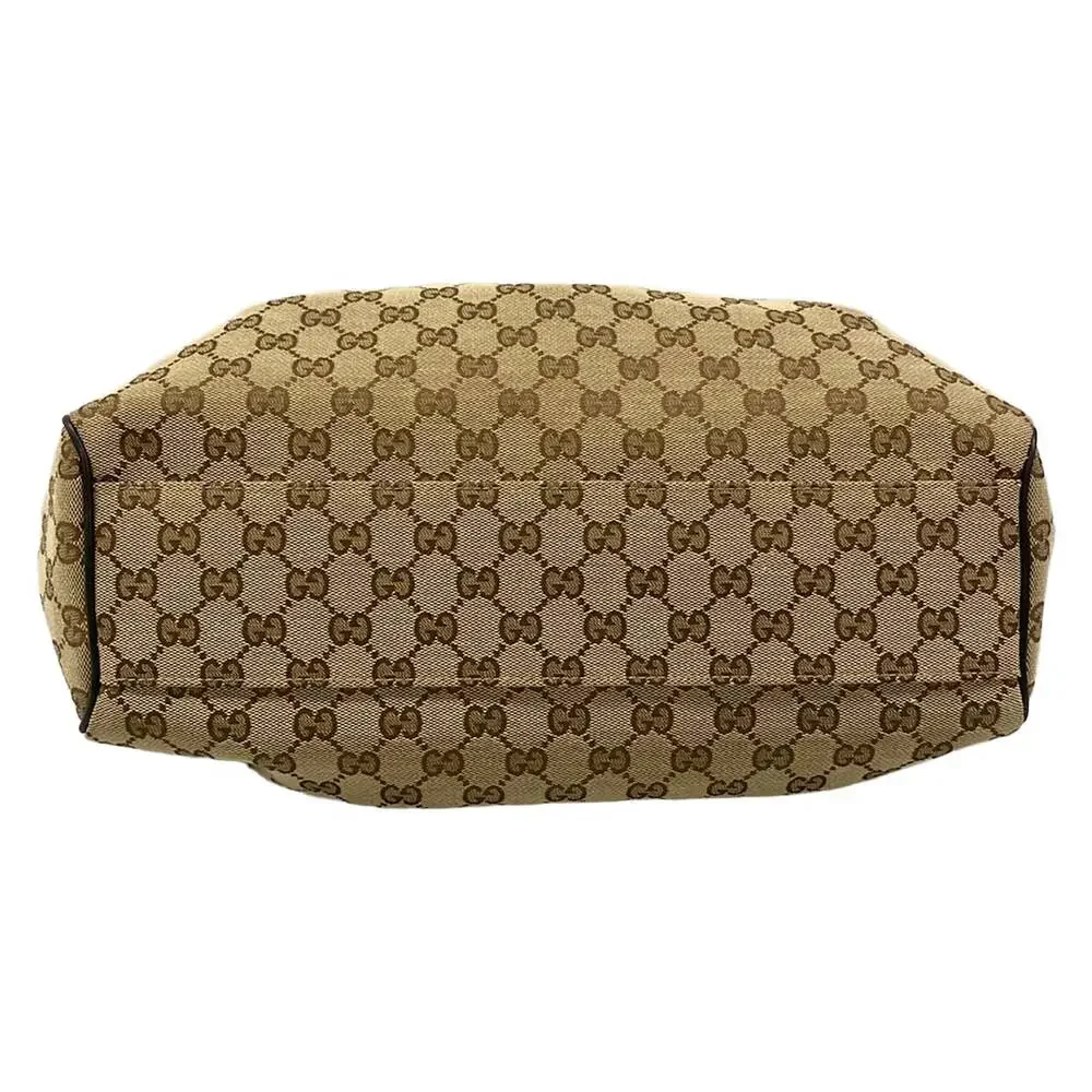 Gucci Sukey, GG Pattern Tote Bag 211944 Beige Dark Brown Jacquard Leather